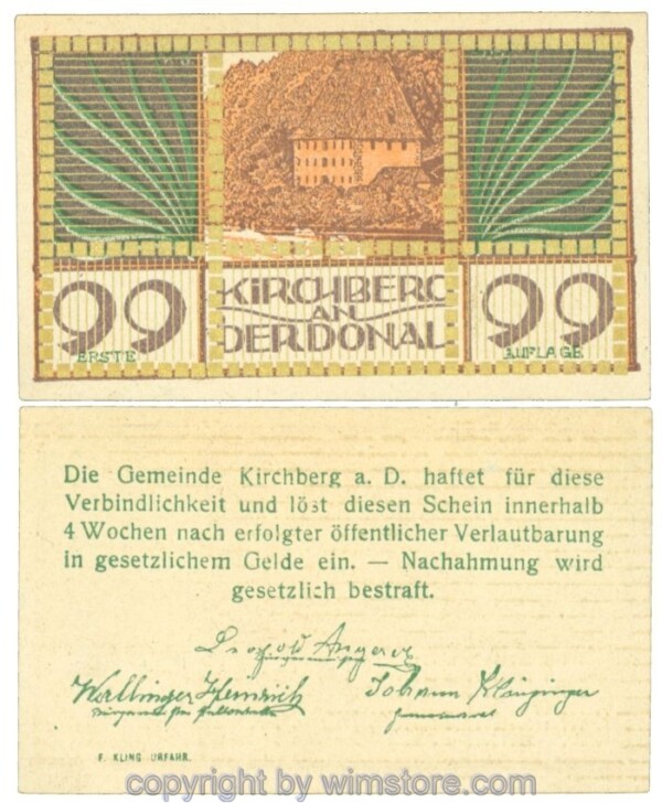 Kirchberg an der Donau, J00441SIe1, 99Heller; 1