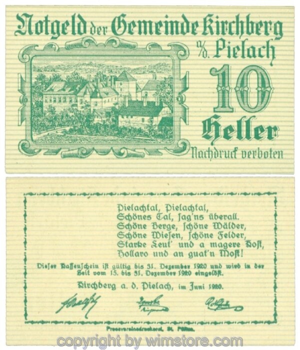 Kirchberg an der Pielach, J00442a, 10 Heller; I