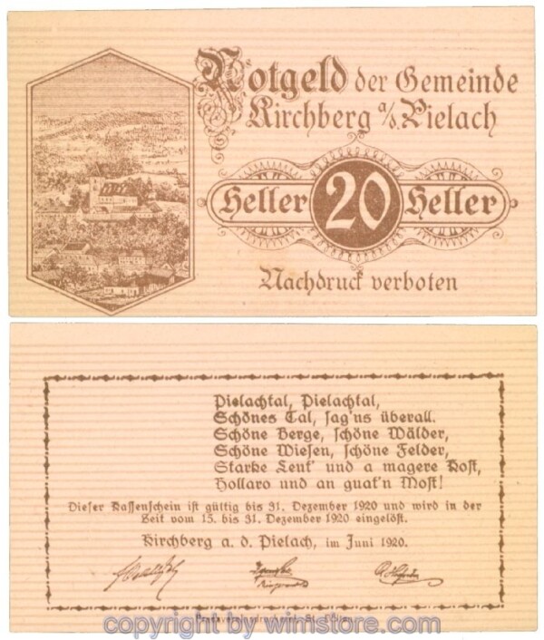 Kirchberg an der Pielach, J00442a, 20 Heller; I