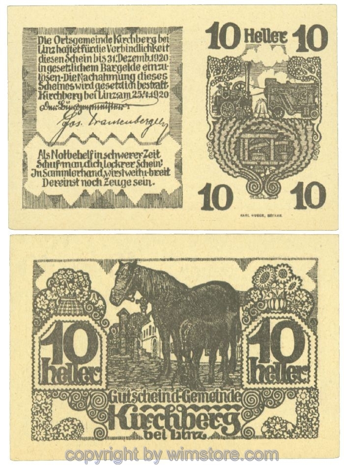 sn107512 Kirchberg bei Linz, J00443a, 10 Heller; 1