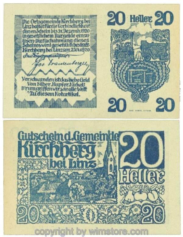 Kirchberg bei Linz, J00443a, 20 Heller; 1