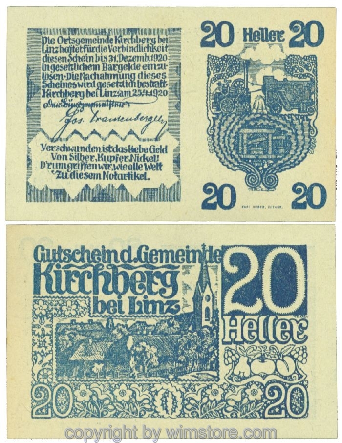 sn107513 Kirchberg bei Linz, J00443a, 20 Heller; 1