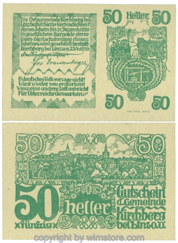 Kirchberg bei Linz, J00443b, 50 Heller; 1