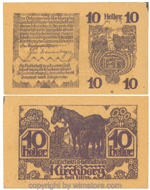 Kirchberg bei Linz, J00443c, 10 Heller; 1