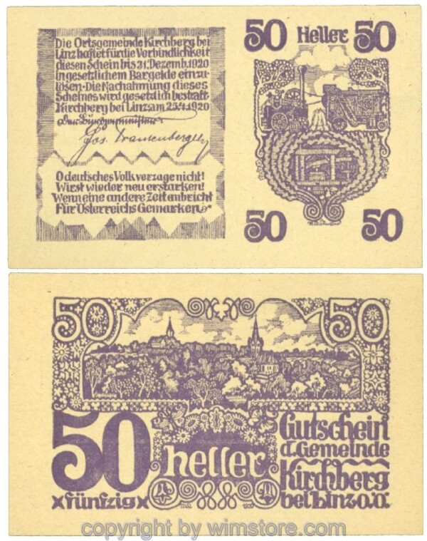 Kirchberg bei Linz, J00443d, 50 Heller; 1
