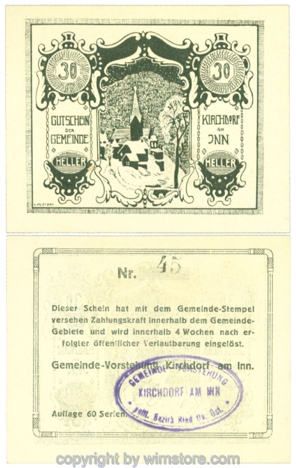 Kirchdorf am Inn, J00444Stx, 30  Heller; 1