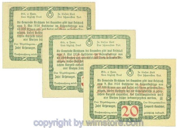 Kirchham, J00446Ia, Serie 20, 30, 50 Heller; 1