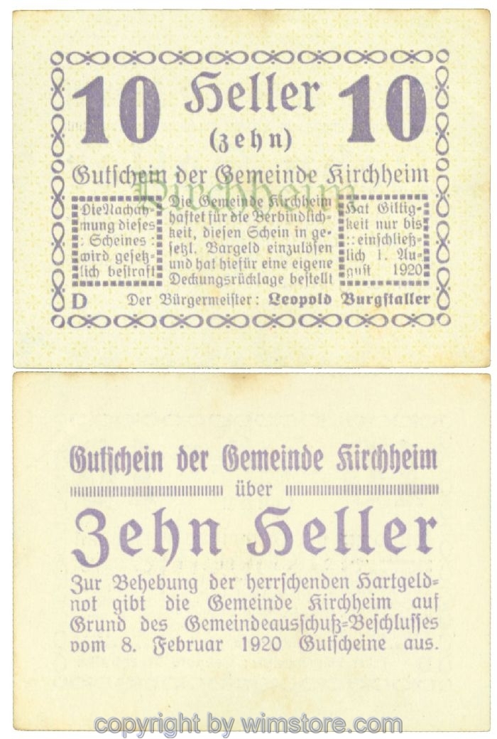 sn107561 Kirchheim, J00447I3, 10 Heller; 1