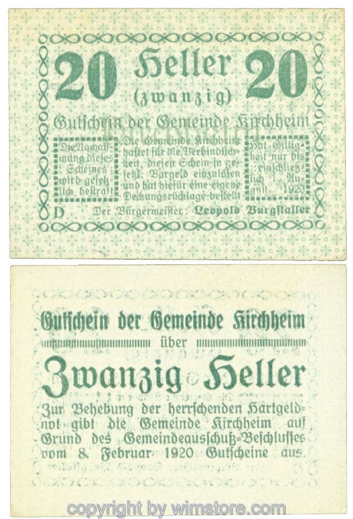 sn107562 Kirchheim, J00447I4, 20 Heller; 1