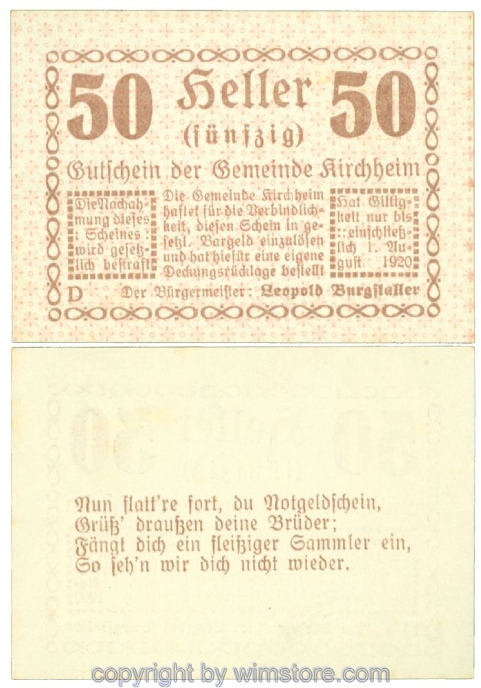 sn107565 Kirchheim, J00447IIa1, 50 Heller; 1