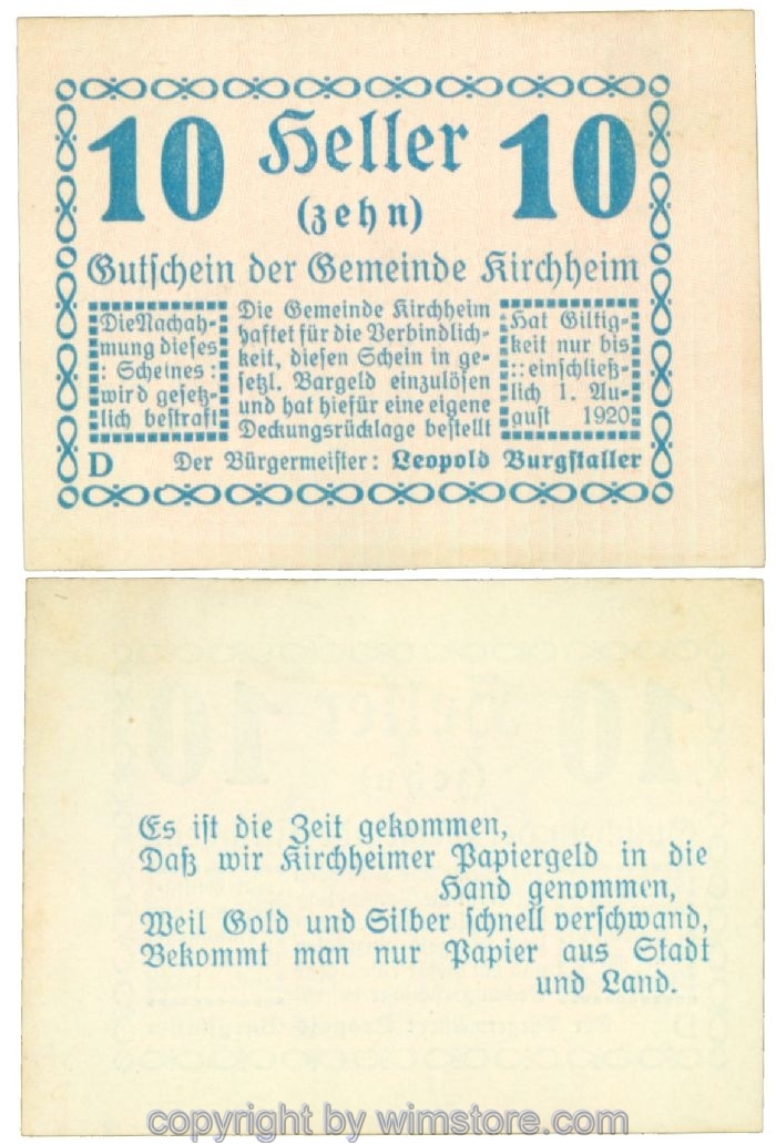 sn107571 Kirchheim, J00447IIa1_8, 10 Heller; 1