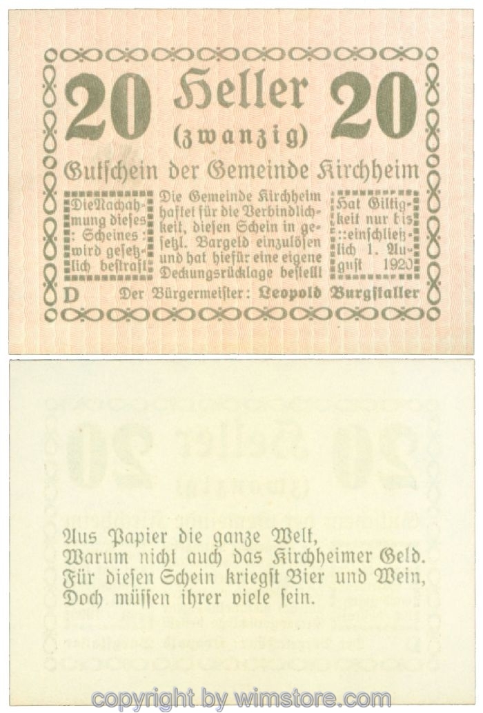 sn107572 Kirchheim, J00447IIa1_9, 20 Heller; 1