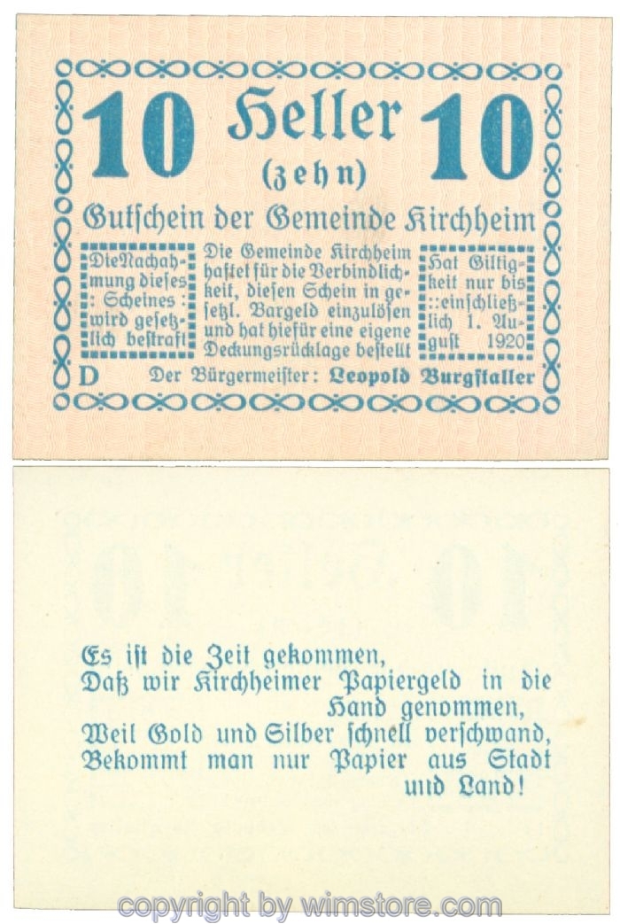 sn107574 Kirchheim, J00447IIa1_17, 10 Heller; 1