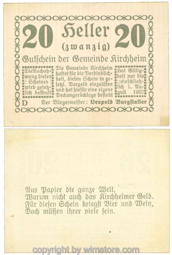 sn107575 Kirchheim, J00447IIa1_18, 20 Heller; 1