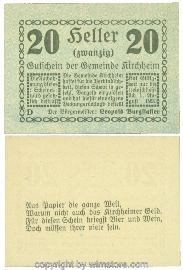 sn107578 Kirchheim, J00447IIb12, 20 Heller; 1