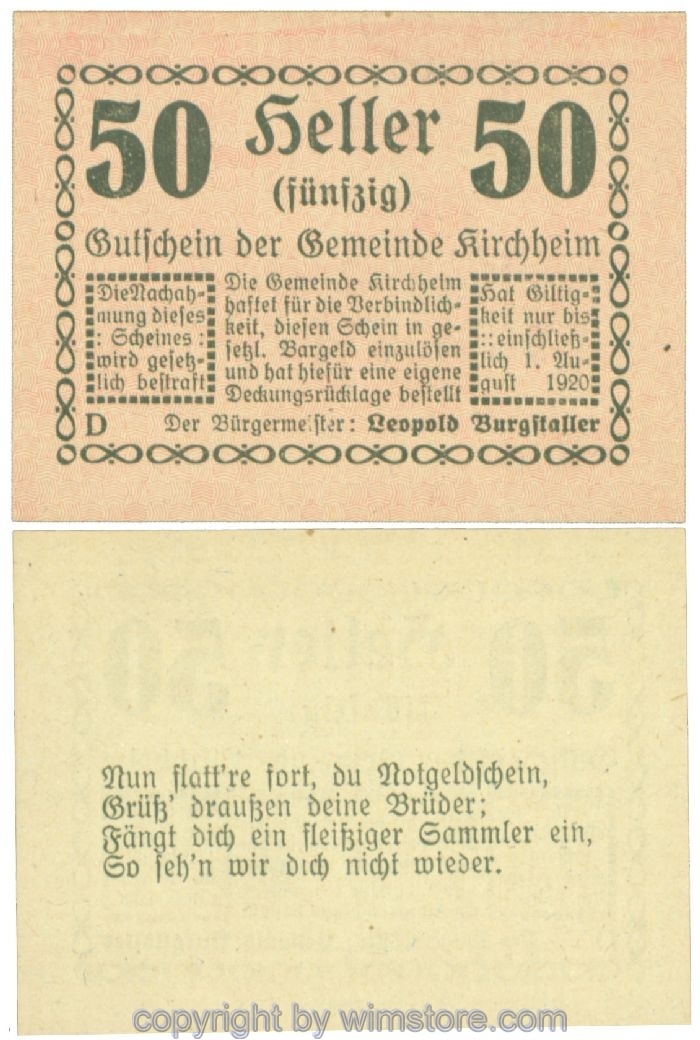 sn107579 Kirchheim, J00447IIb13, 50 Heller; 1