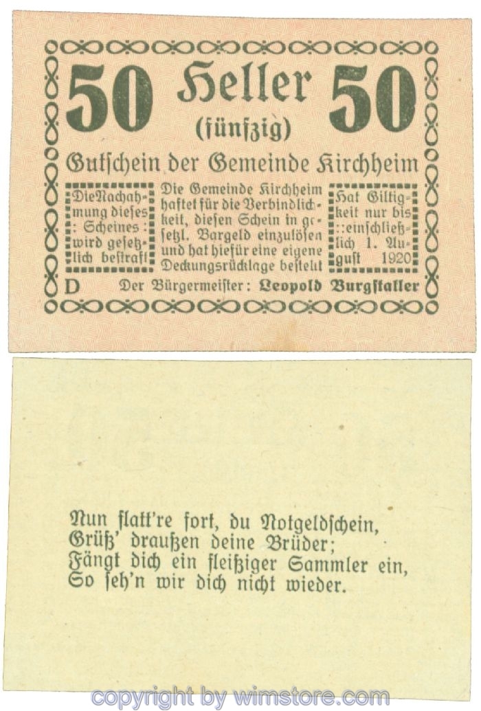 sn107582 Kirchheim, J00447IIb22, 50 Heller; 1