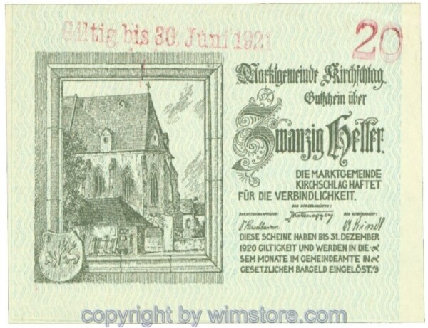 Kirchschlag, J00448c, 20 Heller; I