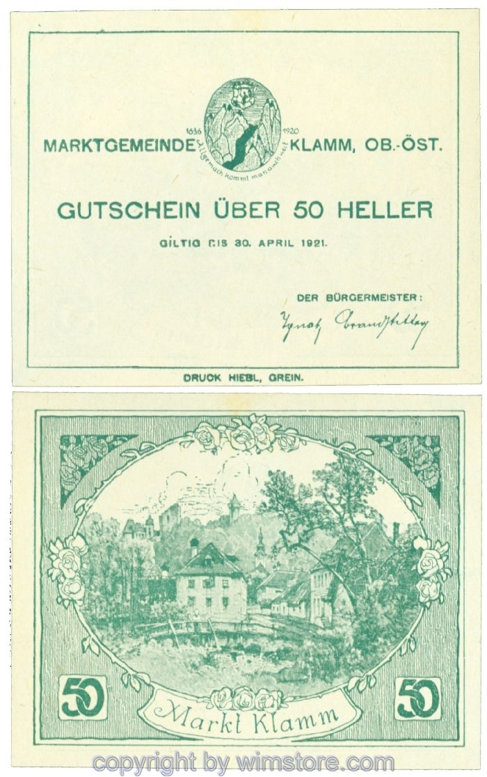 sn107654 Klamm, J00453d, 50 Heller; 1