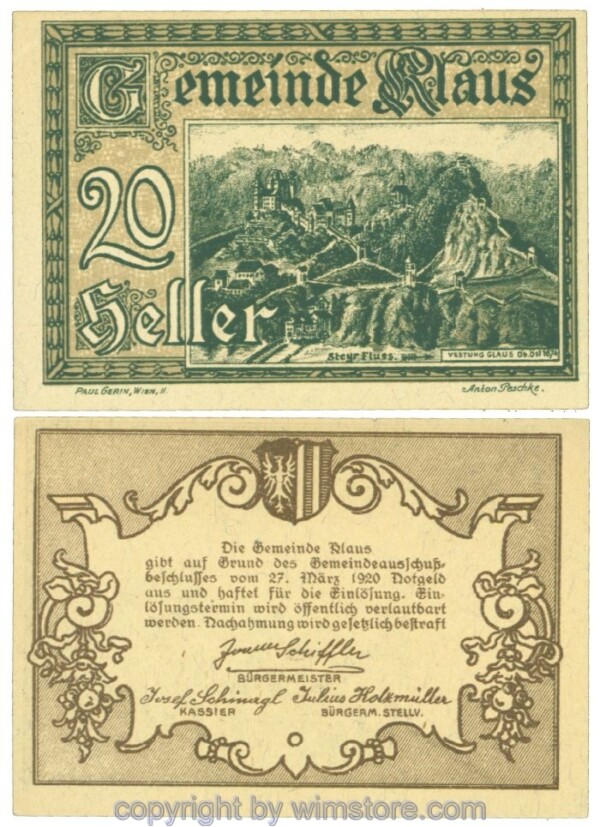 sn107658 Klaus, J00454Ib, 20 Heller; 1