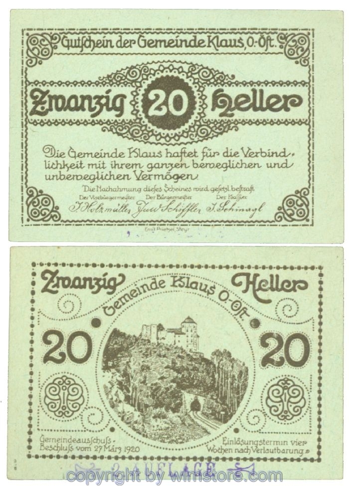 sn107671 Klaus, J00454IIf, 20 Heller; 1