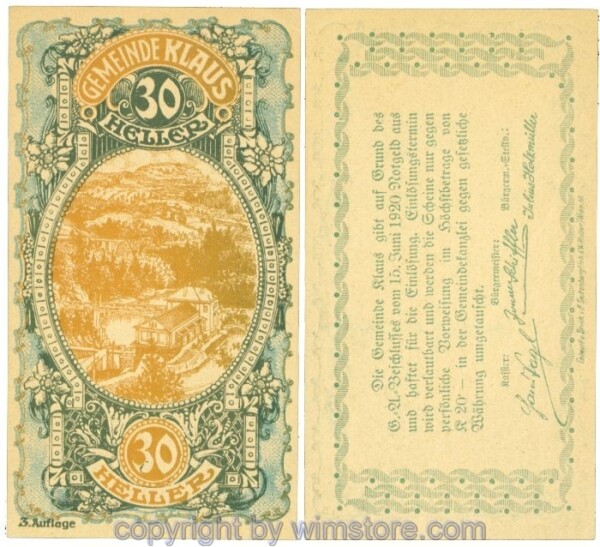 Klaus, J00454IIIb, 30 Heller; 1