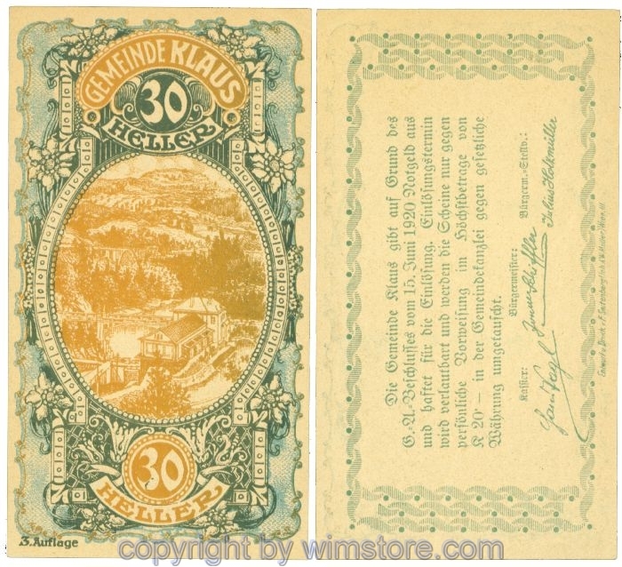 sn107677 Klaus, J00454IIIb, 30 Heller; 1