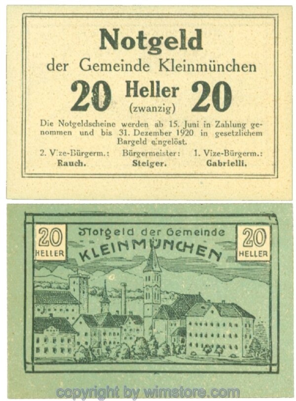 Kleinmünchen, J00456aF, 20 Heller; 1