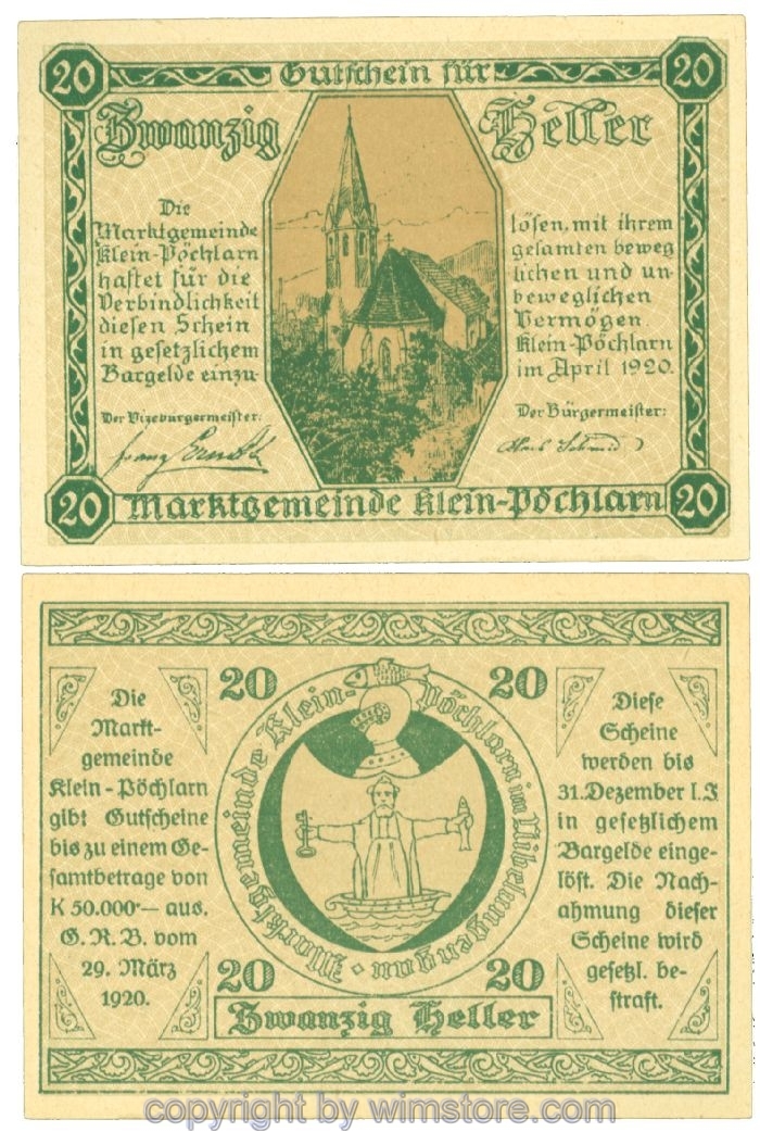 Klein-Pöchlarn, J00457a, 20 Heller; I