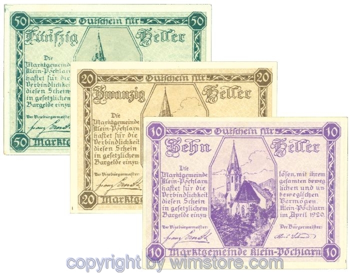 Klein-Pöchlarn, J00457c, Serie 10, 20, 50 Heller; I