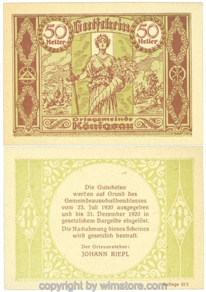 sn107718 Königsau, J00463SIIa, 50 Heller; 1