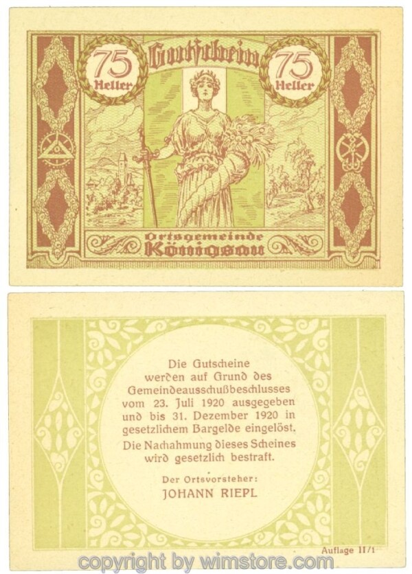 sn107719 Königsau, J00463SIIa, 75 Heller; 1