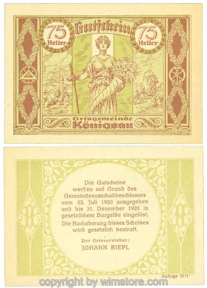 sn107719 Königsau, J00463SIIa, 75 Heller; 1
