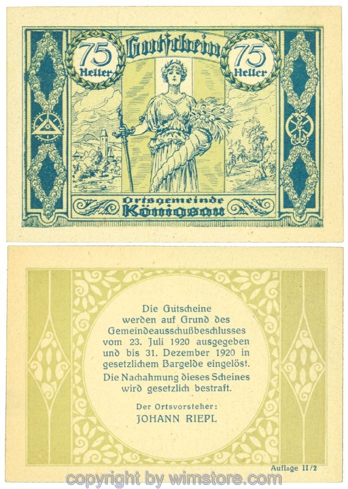 sn107722 Königsau, J00463SIIb, 75 Heller; 1