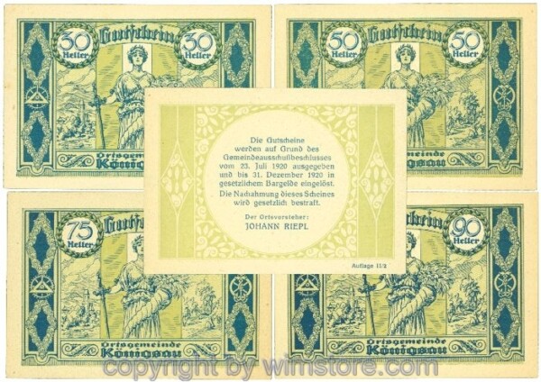 Königsau, J00463SIIb, Serie 30, 50, 75, 90 Heller; 1