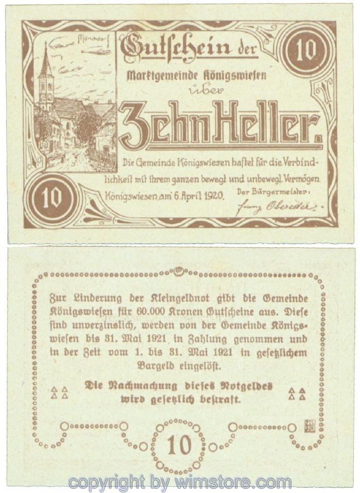 sn107731 Königswiesen, J00464a, 10 Heller; 1