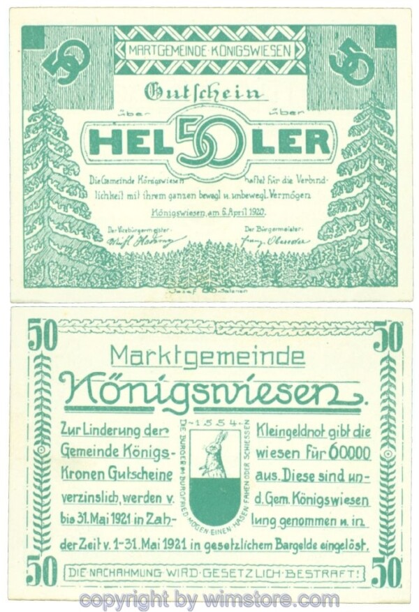 Königswiesen, J00464F, 50 Heller; 1