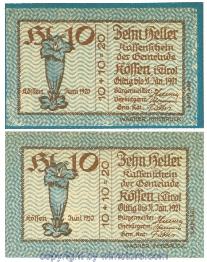 sn107764 Kössen, J00468c, 20 Heller; 1