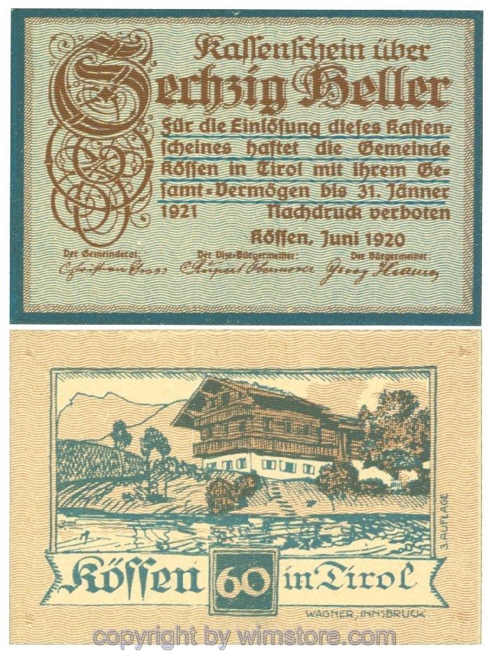 sn107766 Kössen, J00468c, 60 Heller; 1