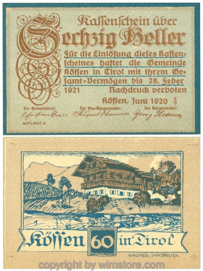 sn107770 Kössen, J00468d, 60 Heller; 1