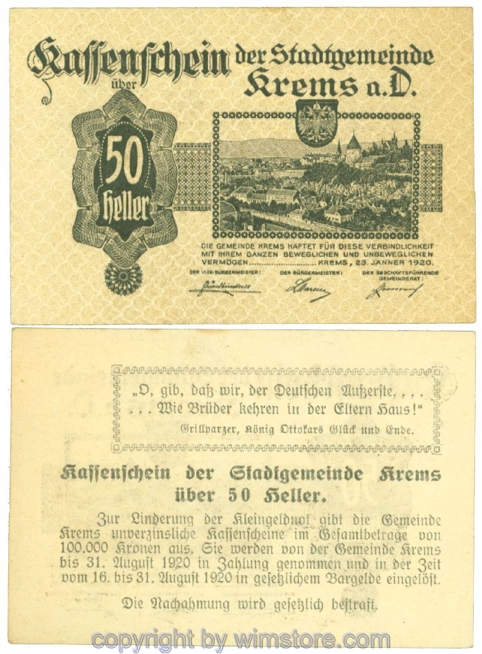 Krems (Stadtgemeinde), J00472I27, 50 Heller; I