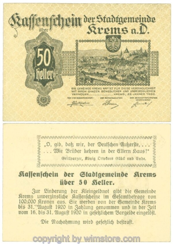 Krems (Stadtgemeinde), J00472I96, 50 Heller; I