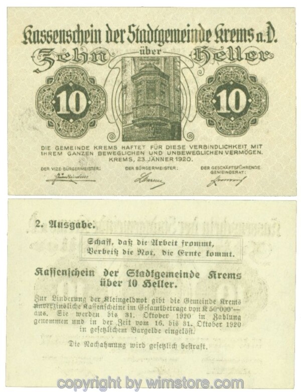 Krems (Stadtgemeinde), J00472II58, 10 Heller; I