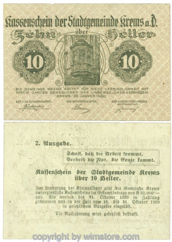 Krems (Stadtgemeinde), J00472II88, 10 Heller; I