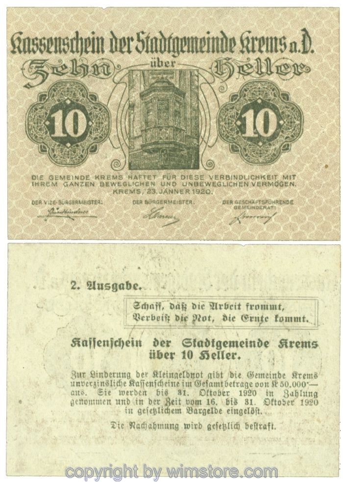 Krems (Stadtgemeinde), J00472II88, 10 Heller; I