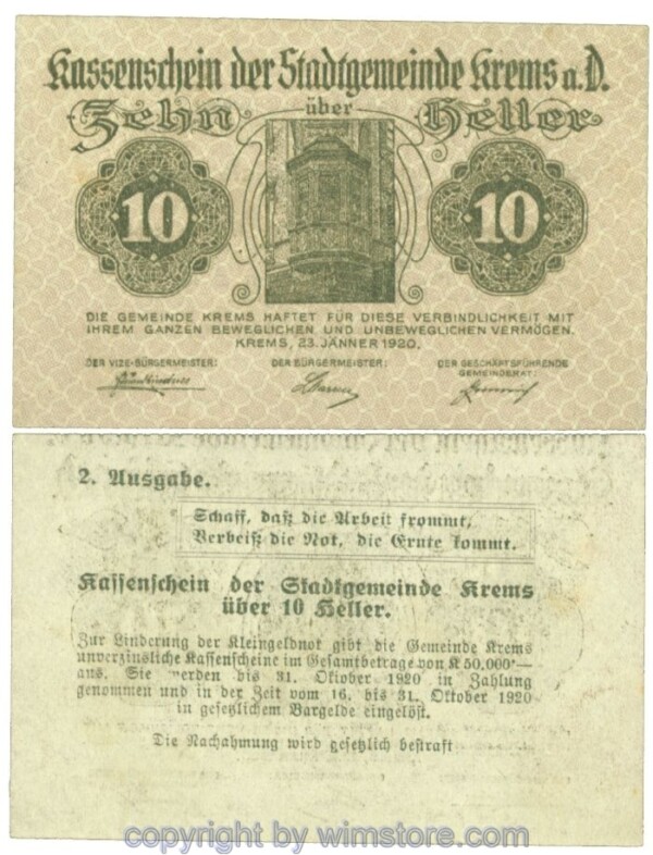 Krems (Stadtgemeinde), J00472II91a, 10 Heller; I