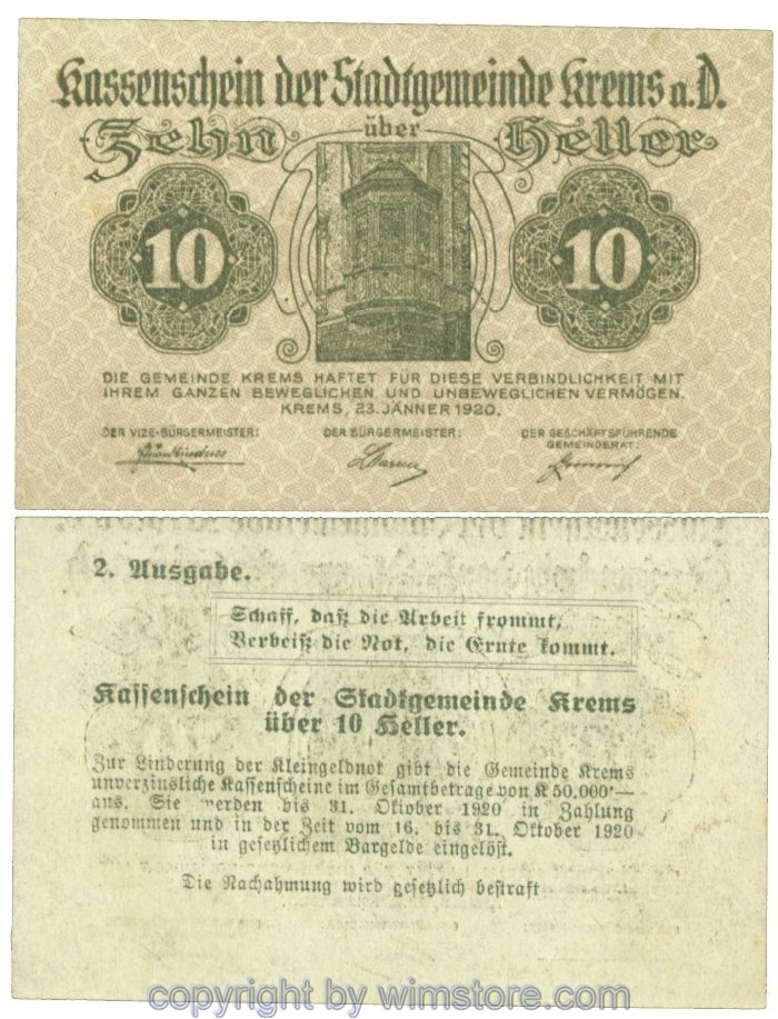 Krems (Stadtgemeinde), J00472II91a, 10 Heller; I