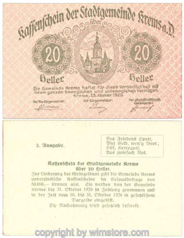 Krems (Stadtgemeinde), J00472II77, 20 Heller; I