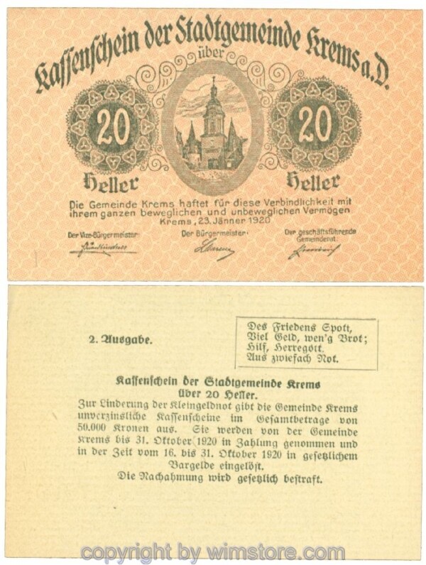 Krems (Stadtgemeinde), J00472II80, 20 Heller; I