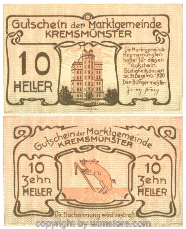Kremsmünster (Marktgemeinde), J00476Ia, 10 Heller; 1
